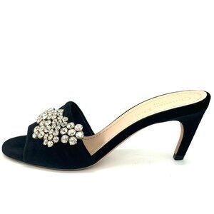 Christian DIOR Soul Rhinestone Crystal Velvet Mules Slides Heels Sandals